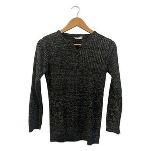 BIANCO NERO Made In Italy Metallic Sweater Women's XL Blue Ribbed Knit